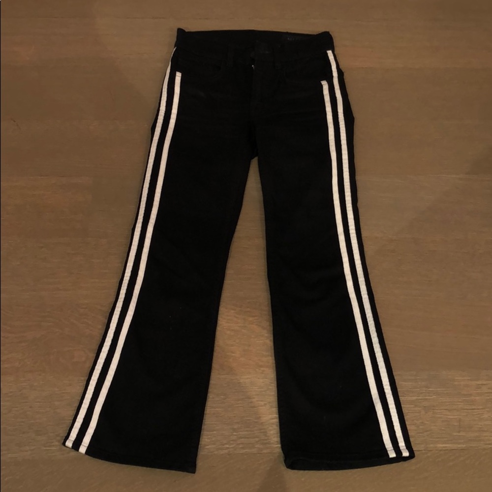 Allsaints Heidi flared black jeans with stripes
